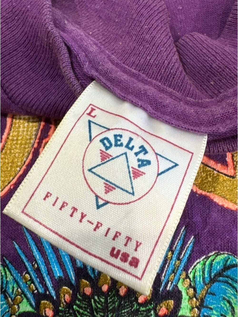 Vintage 90s Mardi Gras New Orleans T-Shirt L Delta Fifty-Fifty Single Stitch